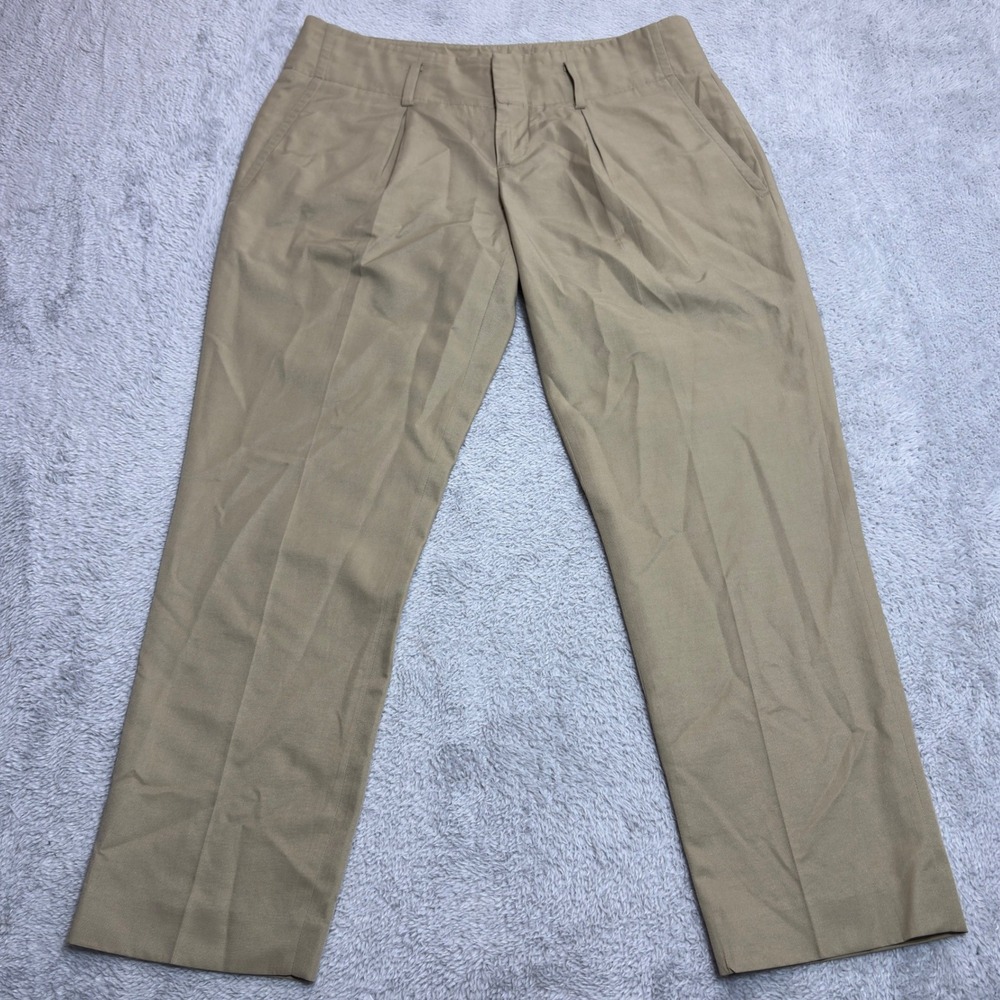Banana Republic Dress Pants Womens 4 Khaki Tan Pleated Straight Leg Trousers